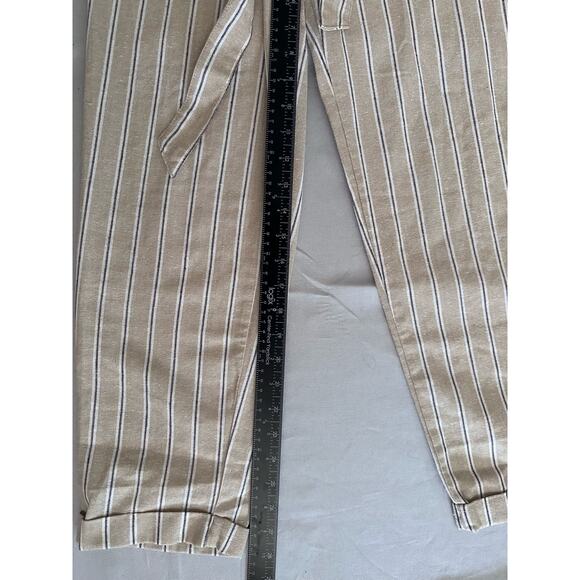 Forever 21 Women’s Tan/Brown Pinstripe Drawstring Wide-leg pants- S - Picture 5 of 7